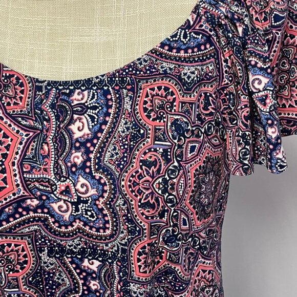 Signature by Robbie Bee Women's Dress - Pink and Blue Paisley- Size S - EUC - Picture 3 of 9
